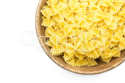 Raw fresh farfalle isolated on white