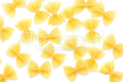 Raw fresh farfalle isolated on white