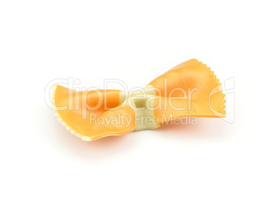 Colourful raw farfalle isolated on white