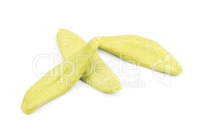 Fresh raw Foglie pasta isolated on white