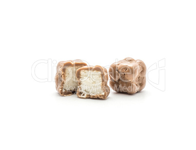 Coconut cubes isolated on white