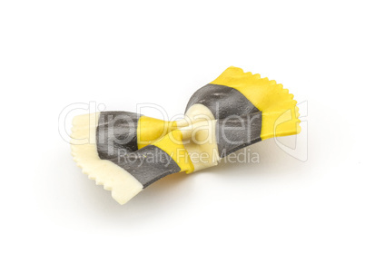 Colourful raw farfalle isolated on white