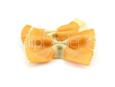 Colourful raw farfalle isolated on white