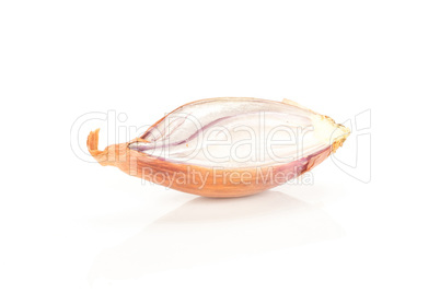 Fresh raw long shallot onion isolated on white