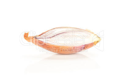 Fresh raw long shallot onion isolated on white