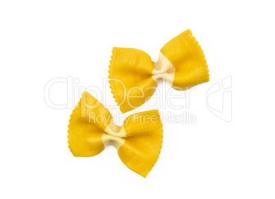 Colourful raw farfalle isolated on white