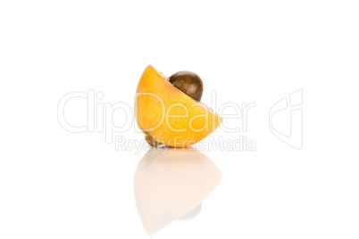 Fresh raw orange japanese loquat isolated on white