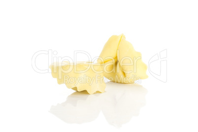 Fresh Raw tortellini pasta isolated on white