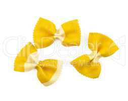 Colourful raw farfalle isolated on white