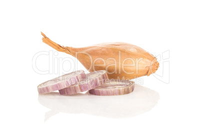 Fresh raw long shallot onion isolated on white