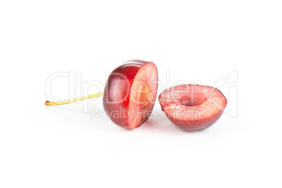 Fresh raw sweet red cherry isolated on white