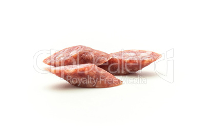Hungarian dry sausage isolated on white