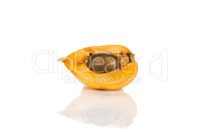 Fresh raw orange japanese loquat isolated on white