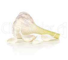 Fresh young garlic isolated on white