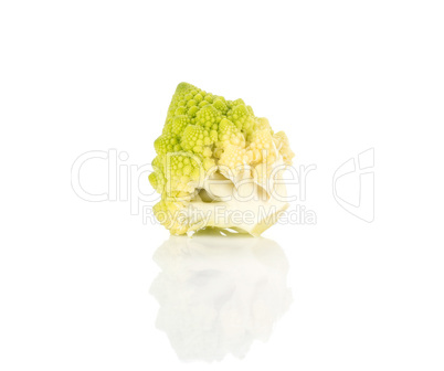 Fresh green romanesco cauliflower isolated on white