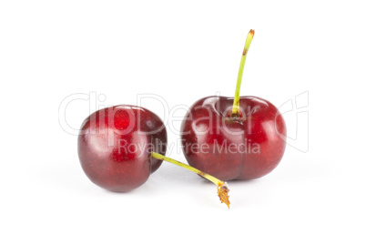 Fresh raw sweet red cherry isolated on white