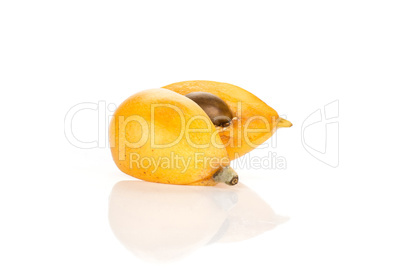 Fresh raw orange japanese loquat isolated on white