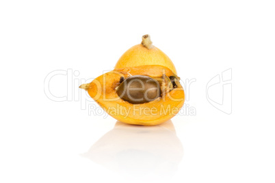 Fresh raw orange japanese loquat isolated on white