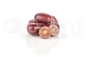 Raw fresh red globe grape isolated on white