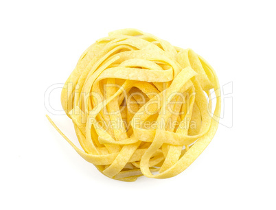 Raw fresh Fettuccine isolated on white