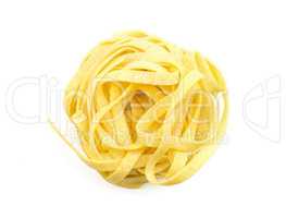 Raw fresh Fettuccine isolated on white