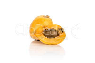 Fresh raw orange japanese loquat isolated on white