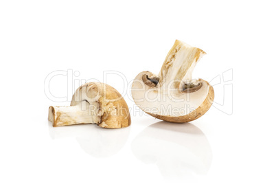 Fresh raw brown champignons isolated on white