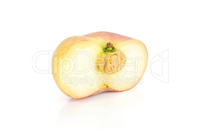 Fresh raw saturn peach isolated on white