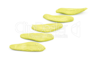 Fresh raw Foglie pasta isolated on white