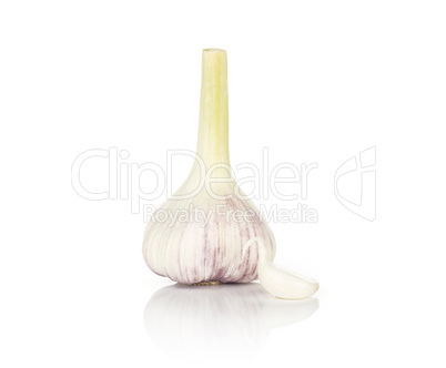 Fresh young garlic isolated on white