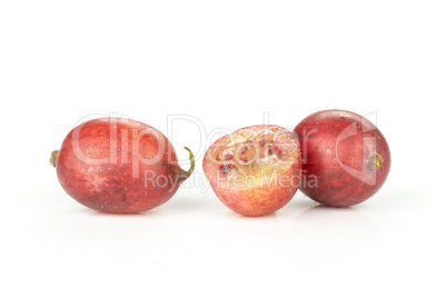 Fresh raw red gooseberry isolated on white