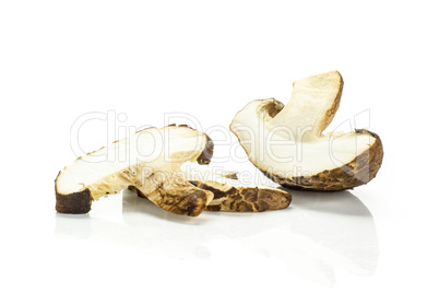 Fresh raw shitake mushroom isolated on white