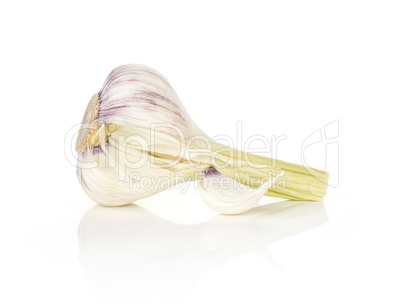 Fresh young garlic isolated on white