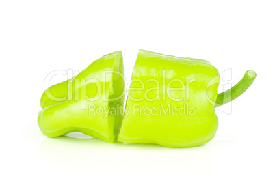 Fresh raw light green pepper isolated on white