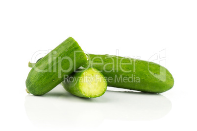 Fresh raw mini cucumber isolated on white