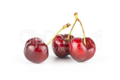 Fresh raw sweet red cherry isolated on white