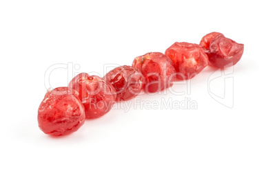 Dried red cherries isolated on white