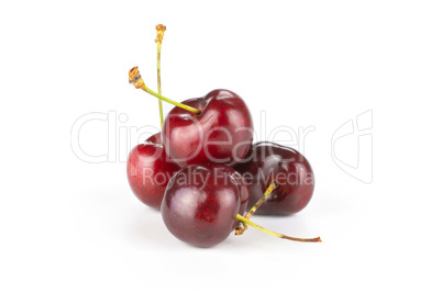 Fresh raw sweet red cherry isolated on white