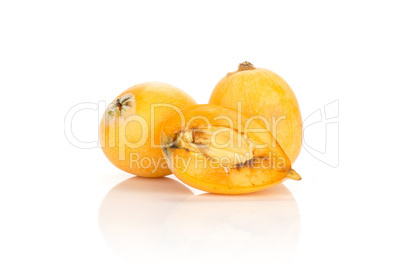 Fresh raw orange japanese loquat isolated on white