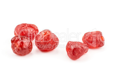 Dried red cherries isolated on white