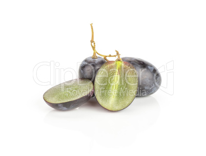 Fresh Black Wine Grapes isolated on white