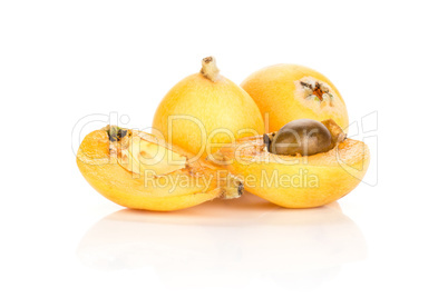 Fresh raw orange japanese loquat isolated on white