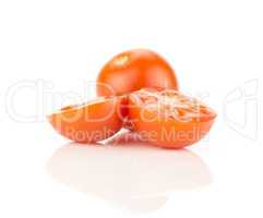 Fresh cherry tomato isolated on white