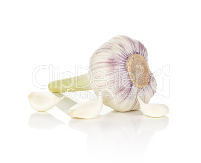 Fresh young garlic isolated on white