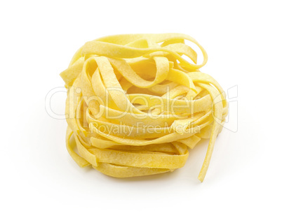 Raw fresh Fettuccine isolated on white