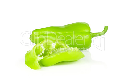 Fresh raw light green pepper isolated on white