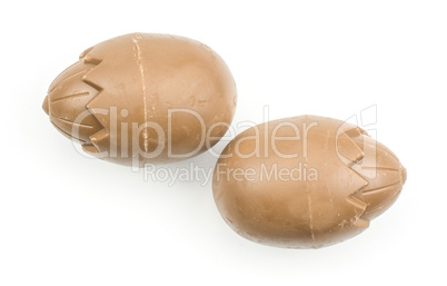 Chocolate eggs isolated on white