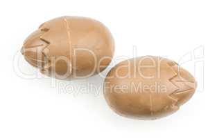 Chocolate eggs isolated on white