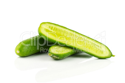 Fresh raw mini cucumber isolated on white