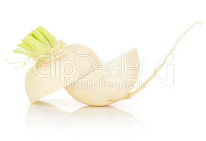 Fresh white radish isolated on white